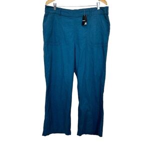 Torrid Linen Blue Teal Wide‎ Leg Pants Women’s Sz 16 NEW